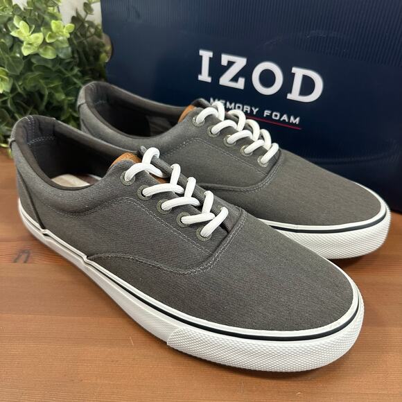 Izod Men's Rangley Canvas Memory Foam Lace Up Shoes Size 11 - Picture 1 of 9